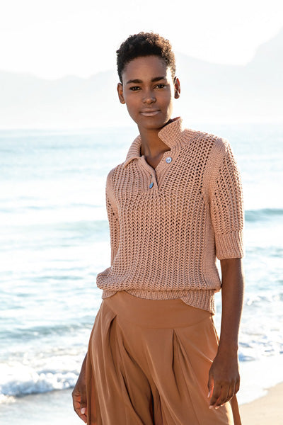 Cashseta Openwork Henley Pullover LGLINEAP12-17