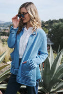 Alfa & Solo Lino Tucked Pleated Cardigan PAT-6000Z